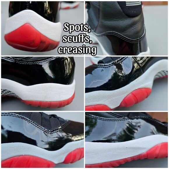 Air Jordan 11 Retro Playoffs Bred Size 9 Black Red XI Nike Jumpan 23 378037-061 - Picture 10 of 16